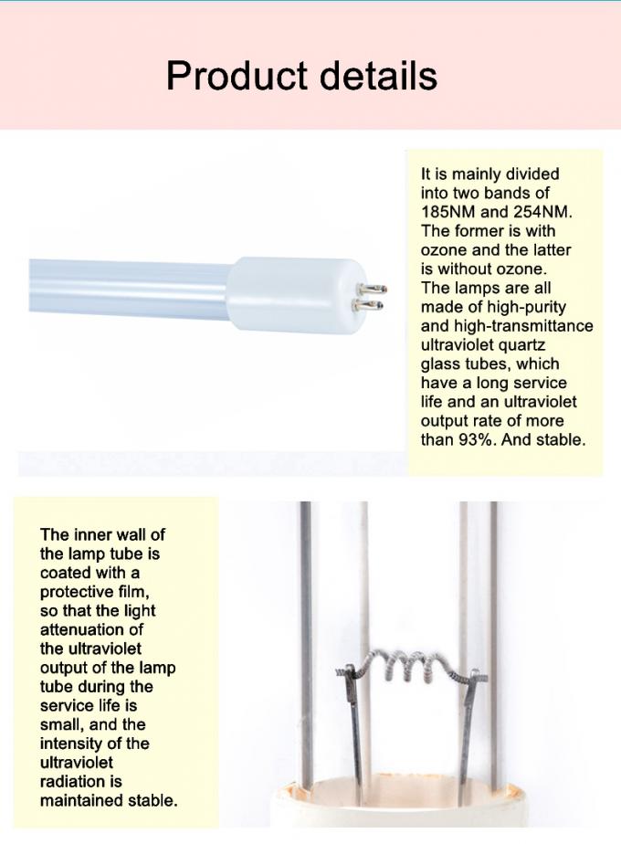 tube de stérilisation mené UV ultra-violet T5 10W 15W 20W 30W 40W 4 d'ampoule de désinfection de lumières de lampe de double tuyau droit UV de côté