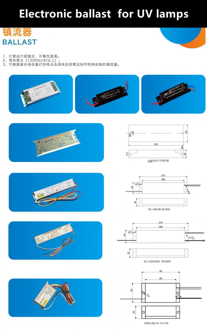Ballast électronique pour les ballasts électroniques germicides de la lampe 15w de virus de germes de décharge de forte intensité légère légère UV-C de désinfection