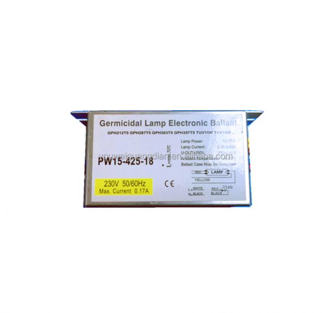 Ballast électronique pour les ballasts électroniques germicides de la lampe 15w de virus de germes de décharge de forte intensité légère légère UV-C de désinfection